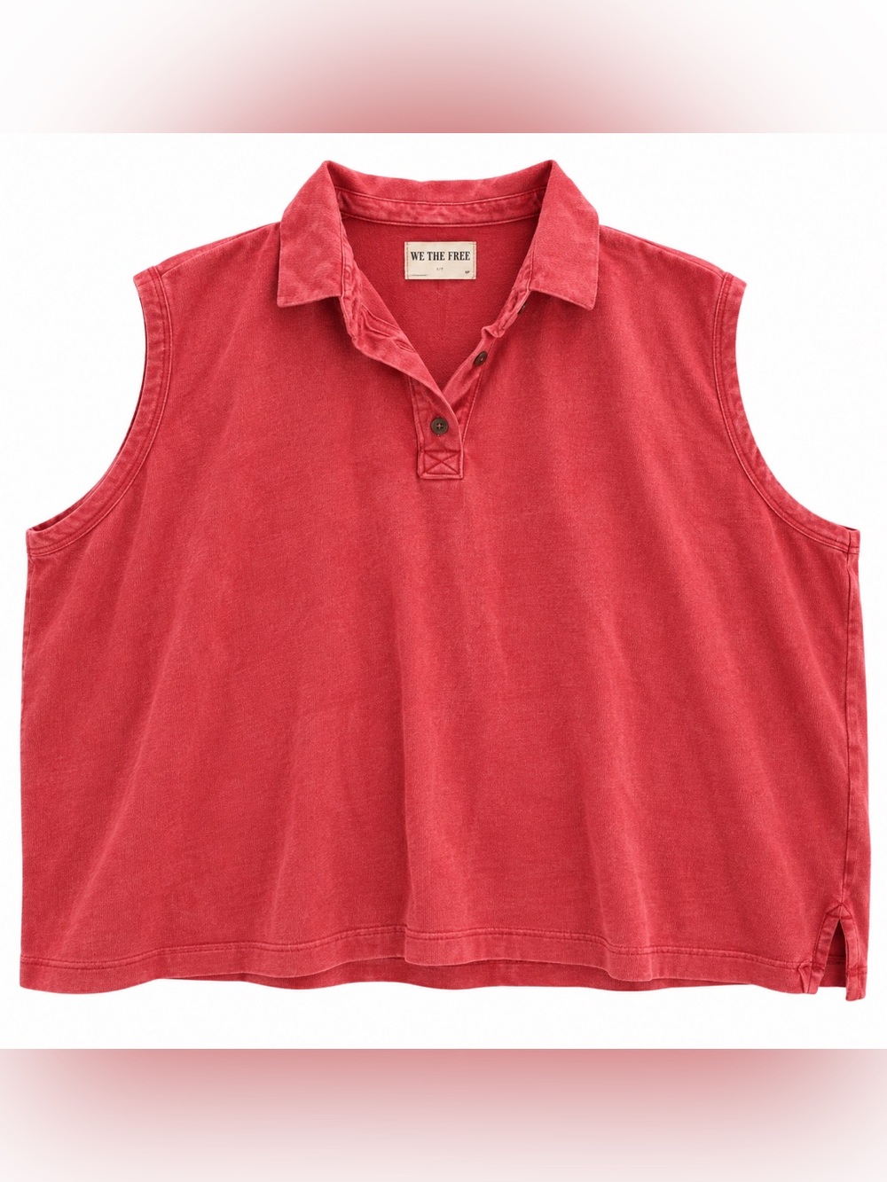 We The Free Coral Red Sleeveless Polo Tank